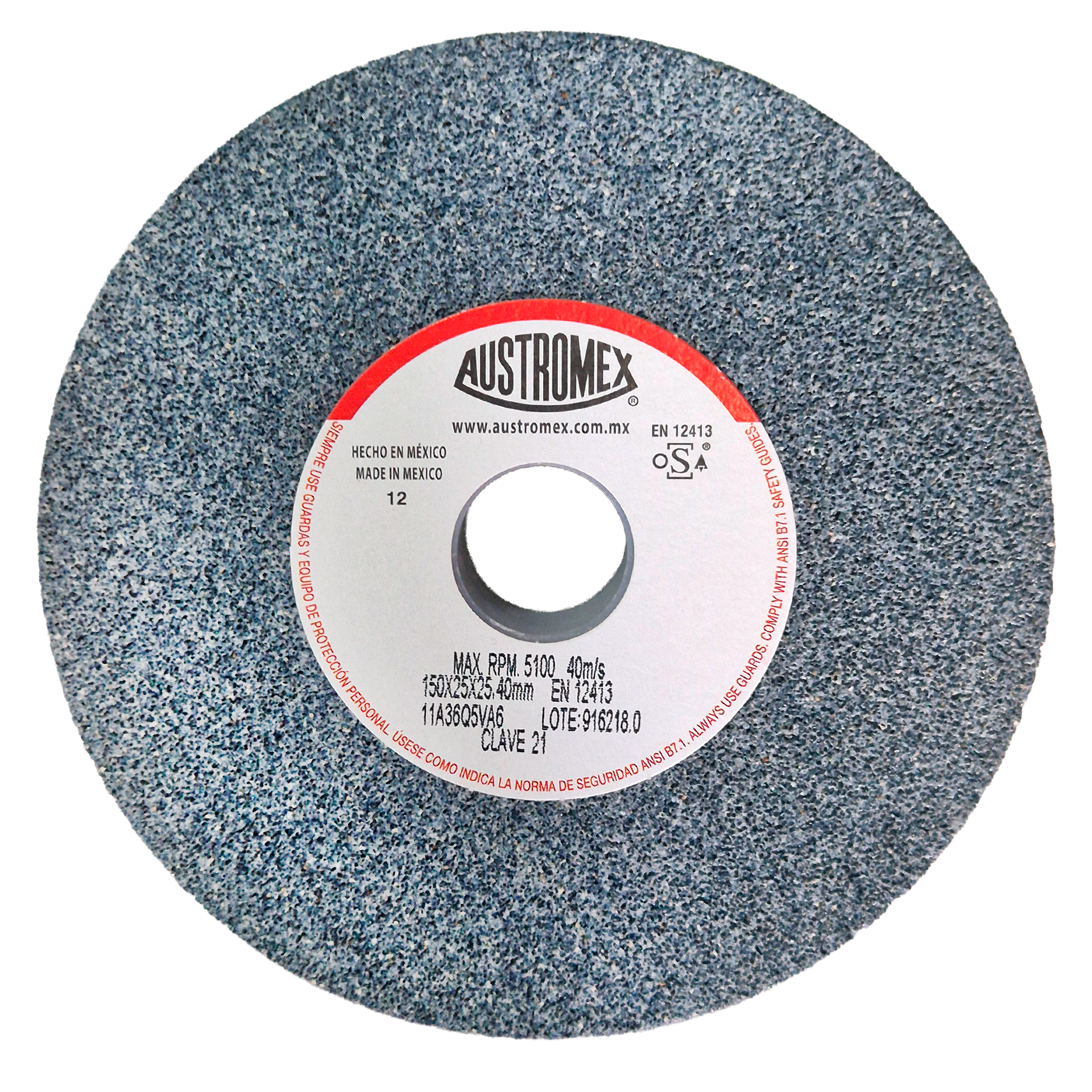 Rueda Abrasiva para esmerilar todo tipo de acero, hierro forjado de 150 x 25 x 25.40 mm